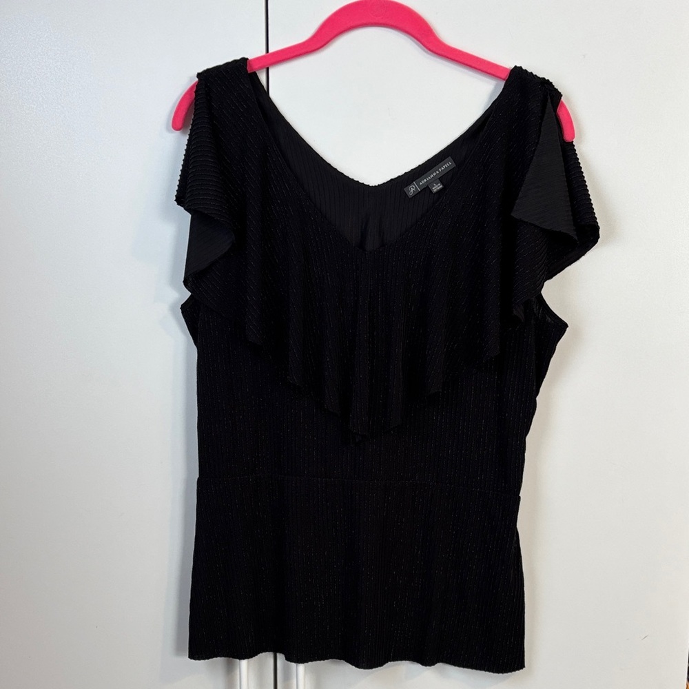 Adrianna Papell Black Ruffle Blouse